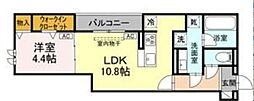 ルヴィータ高道 1LDKの間取図画像