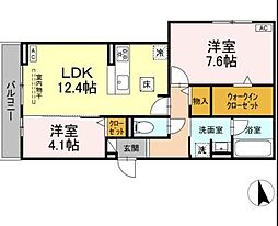名古屋市名東区照が丘アパート 2LDKの間取図画像