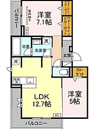 ノア 2LDKの間取図画像