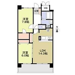 フィール清船 2LDKの間取図画像