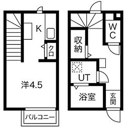 パレッタ小本WEST 1Kの間取図画像