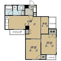 押切プラザビル 3LDKの間取図画像