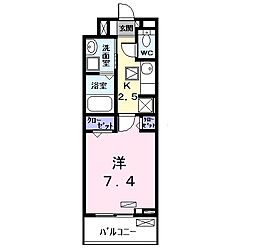 アスナロード 1Kの間取図画像