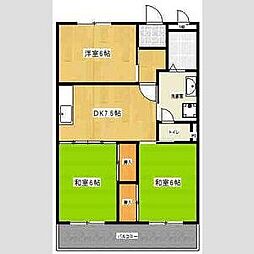 ハイム志ノ島 2LDKの間取図画像