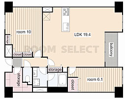 グランアベニュー栄 2LDKの間取図画像