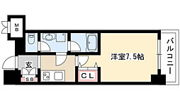 メリヴ鶴舞 1Kの間取図画像