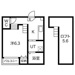 ハーモニーテラス児玉3 1Kの間取図画像