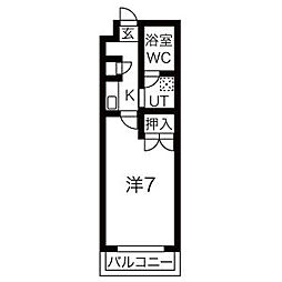 ハイツかなれ 1Kの間取図画像
