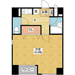 第6ハセビル 1Kの間取図画像