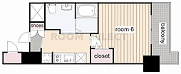 エステムコート名古屋新栄2アリーナ 1Kの間取図画像