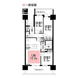 オープンレジデンシア葵フォレスト 3LDKの間取図画像