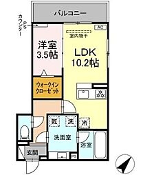名古屋市名東区本郷3丁目アパート 1LDKの間取図画像