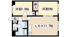 レジデンス代官町スクエア 2LDKの間取図画像