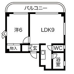 トレスデフタバ 1LDKの間取図画像
