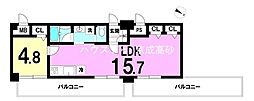 アルカディア北小岩 1LDKの間取図画像