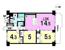 ボナハイツ中川1号棟 3LDKの間取図画像
