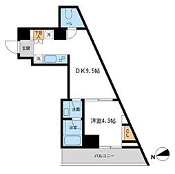 レジデンス雪谷大塚 2階1DKの間取り