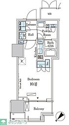 HARUMI FLAG PORT VILLAGE B棟 11階ワンルームの間取り
