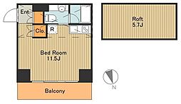カスタリア中延 10階1Kの間取り