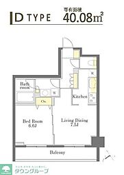 Dimus勝どき 2階1LDKの間取り