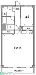 品川芙蓉ハイツ 5階1LDKの間取り