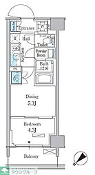 パークアクシス品川南大井パークフロント 6階1DKの間取り