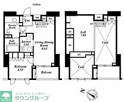 プレミアブラン代々木公園 8階1LDKの間取り