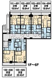 レオパレスＦｌａｔ浜松町 5階1Kの間取り