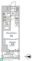 ザ・ライオンズフォーシア蒲田 1DKの間取図画像