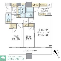 ブリリアタワーズ目黒サウスレジデンス 2LDKの間取図画像