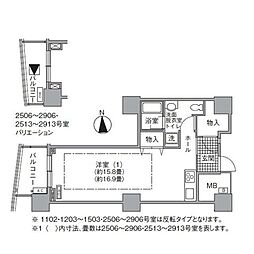 アクティ汐留 ワンルームの間取図画像