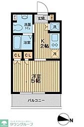 エスティメゾン武蔵小山 1Kの間取図画像