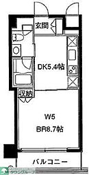 カスタリア中目黒 1DKの間取図画像