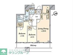 ブリリアタワーズ目黒サウスレジデンス 2LDKの間取図画像