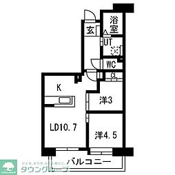 アクティ目黒駅前1号棟 2LDKの間取図画像
