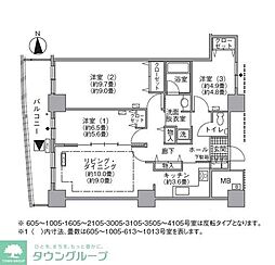 アクティ汐留 3LDKの間取図画像