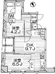 グランヴァンデュヴェール東京 2LDKの間取図画像