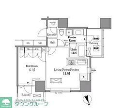 レジディアタワー目黒不動前 1LDKの間取図画像