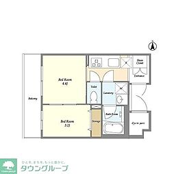ドゥーエ大鳥居WEST 1DKの間取図画像