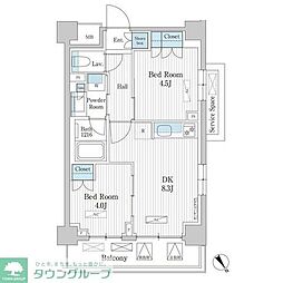 パークアクシス門前仲町テラス 2DKの間取図画像