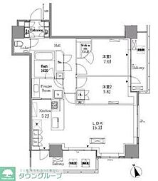 レジディアタワー目黒不動前 2LDKの間取図画像