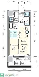 デュオフラッツ東品川 -OTO- 1DKの間取図画像