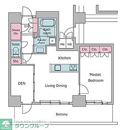 レジディアタワー目黒不動前 1SLDKの間取図画像