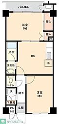 六本木サニーハイツ 2DKの間取図画像