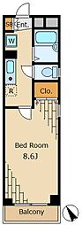 パークヒル目黒不動前 1Kの間取図画像