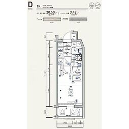 シーフォルム戸越公園2 1Kの間取図画像