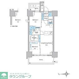 ルフォンプログレ門前仲町プレミア 2LDKの間取図画像