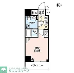 プレール・ドゥーク住吉4 1Kの間取図画像