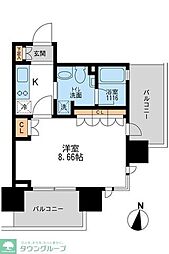 Aden清澄白河 1Kの間取図画像
