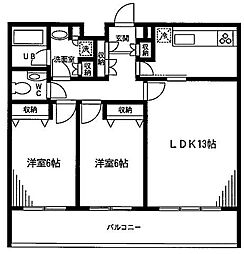 瀬田フラット 2LDKの間取図画像